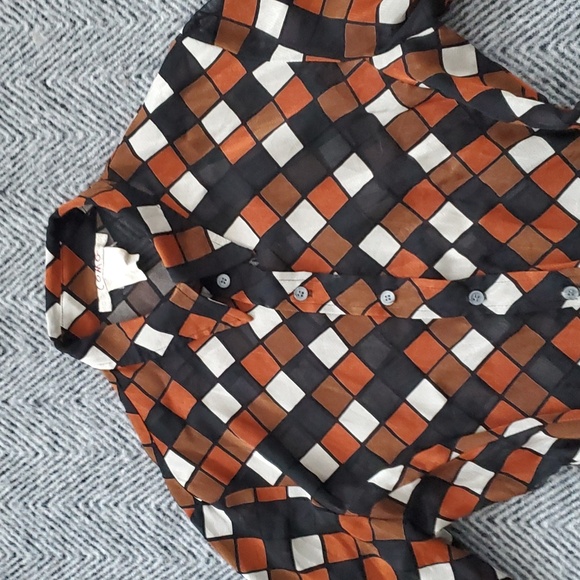 VTG checkered sheer blouse - Picture 3 of 7